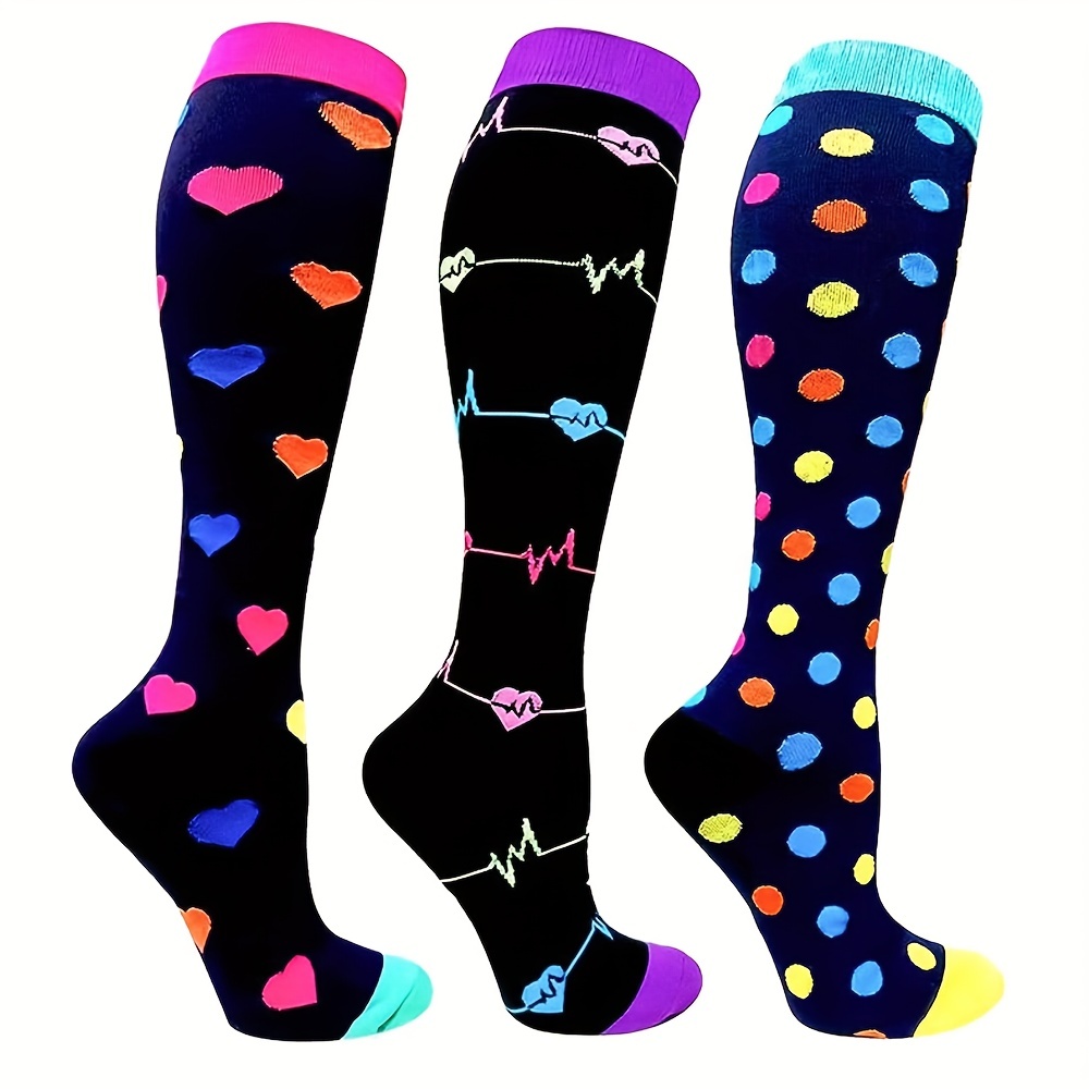 

3pairs Compression Socks For Men And Women, Compression Stockings Knee High Stocking For Sports Running Travel Nurses