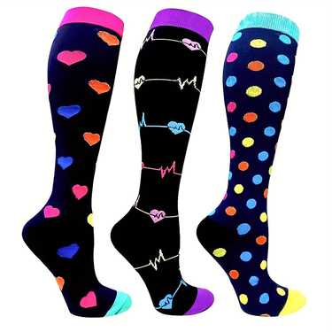 3pairs compression socks for men and women compression stockings knee high stocking for sports running travel nurses