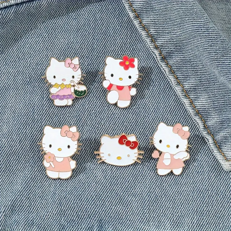 5pcs Series Brooches Cute Hello Kitty Enamel Pins Backpack Clothing Decorative Accessories,$3.99,C11-5pcs,Temu