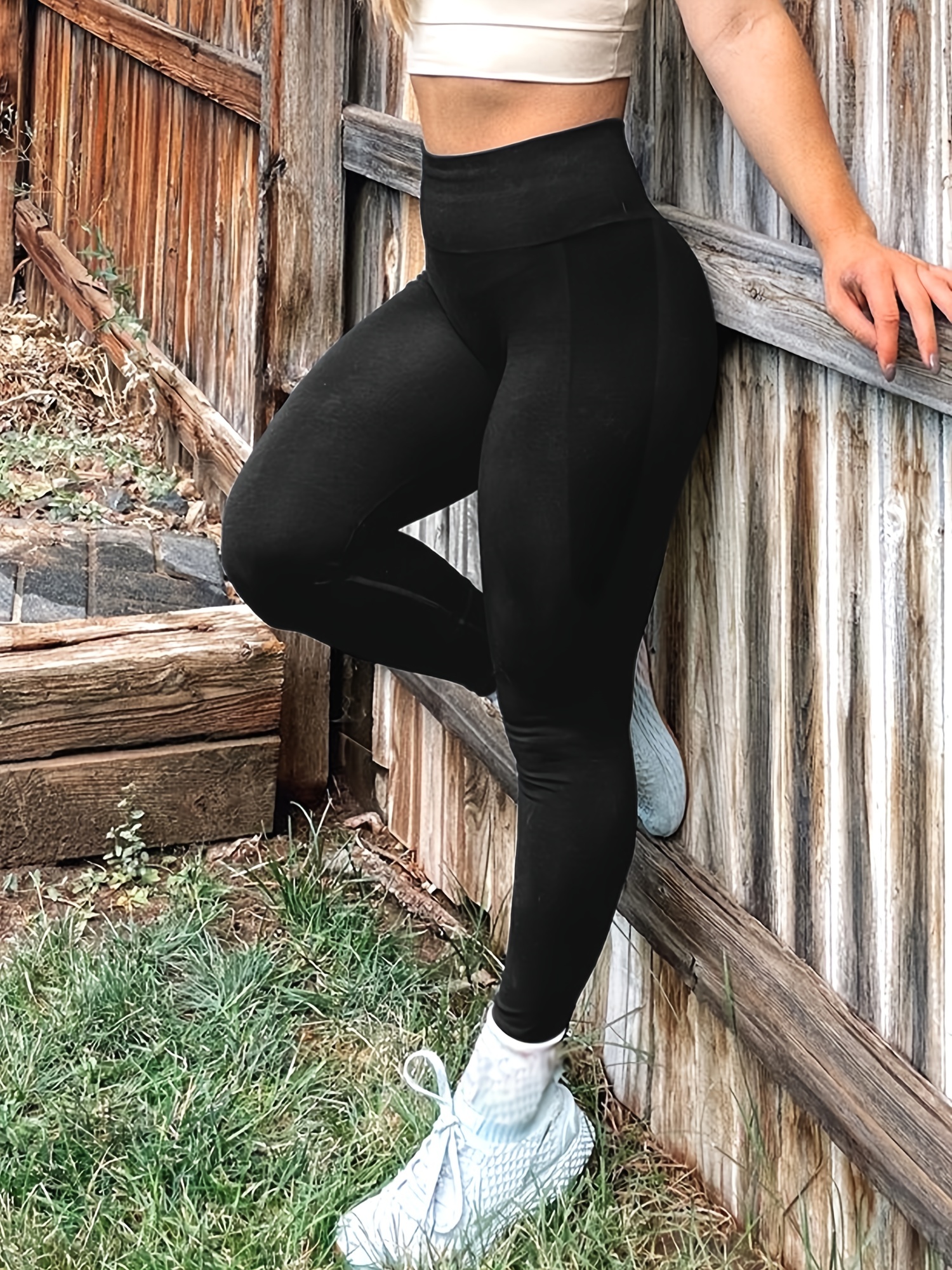 Women Gym Leggings High Waist - Black