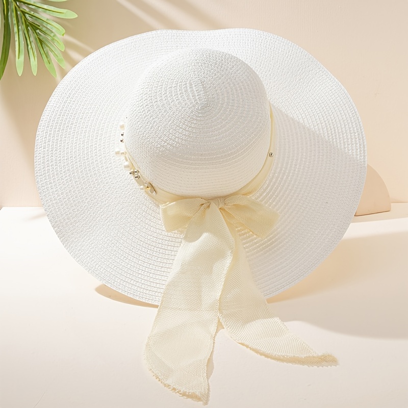 Wide Brim Straw Hat Sunshade Chain Decoration Gift For Her