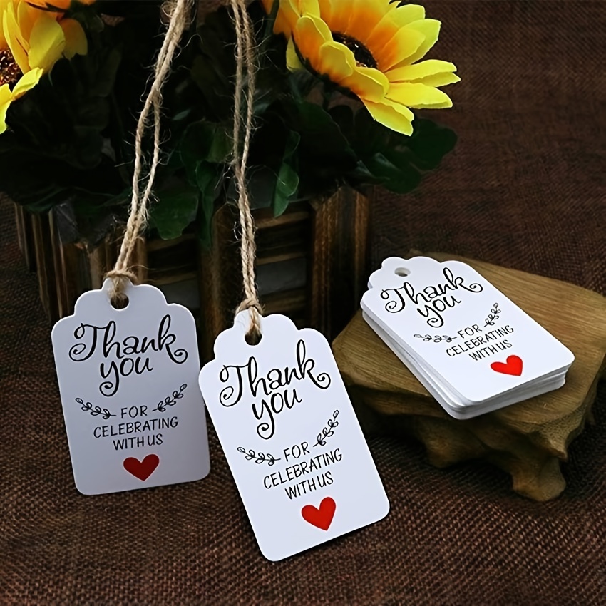 Thank You for Celebrating with Us Tags, 100PCS Paper Gift Tags with Natural  Jute Twine Perfect for Wedding, Baby Shower and Party Decoration (Kraft)
