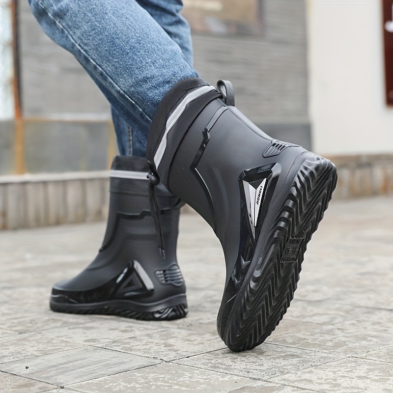 Mens Pvc Rain Boots With Adjustable Buckle Geometric Design Comfy Non Slip  Shoes For All Seasons Outdoor Fishing Workout, Shop On Temu And start  Saving