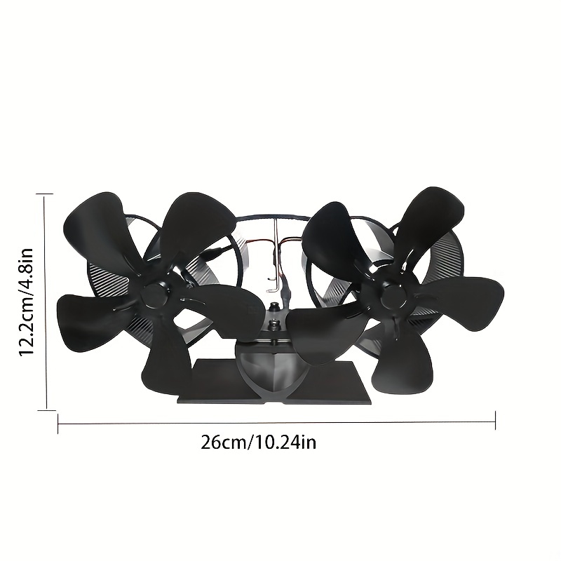 1pc wooden stove fan 10 blade dual motor wall stove fan heater dual fan gas particle wood log burner stove thermal power stove surface fan non electric fast speed fireplace fan non electric fan for wood thermoelectric fan