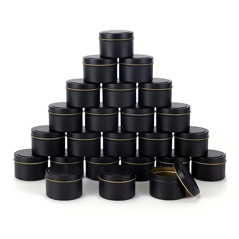 

24pcs Candle Tin Jar Diy Candle Making Kit Holder Dry Spice Candy Storage Box, Black, Gold, Silver