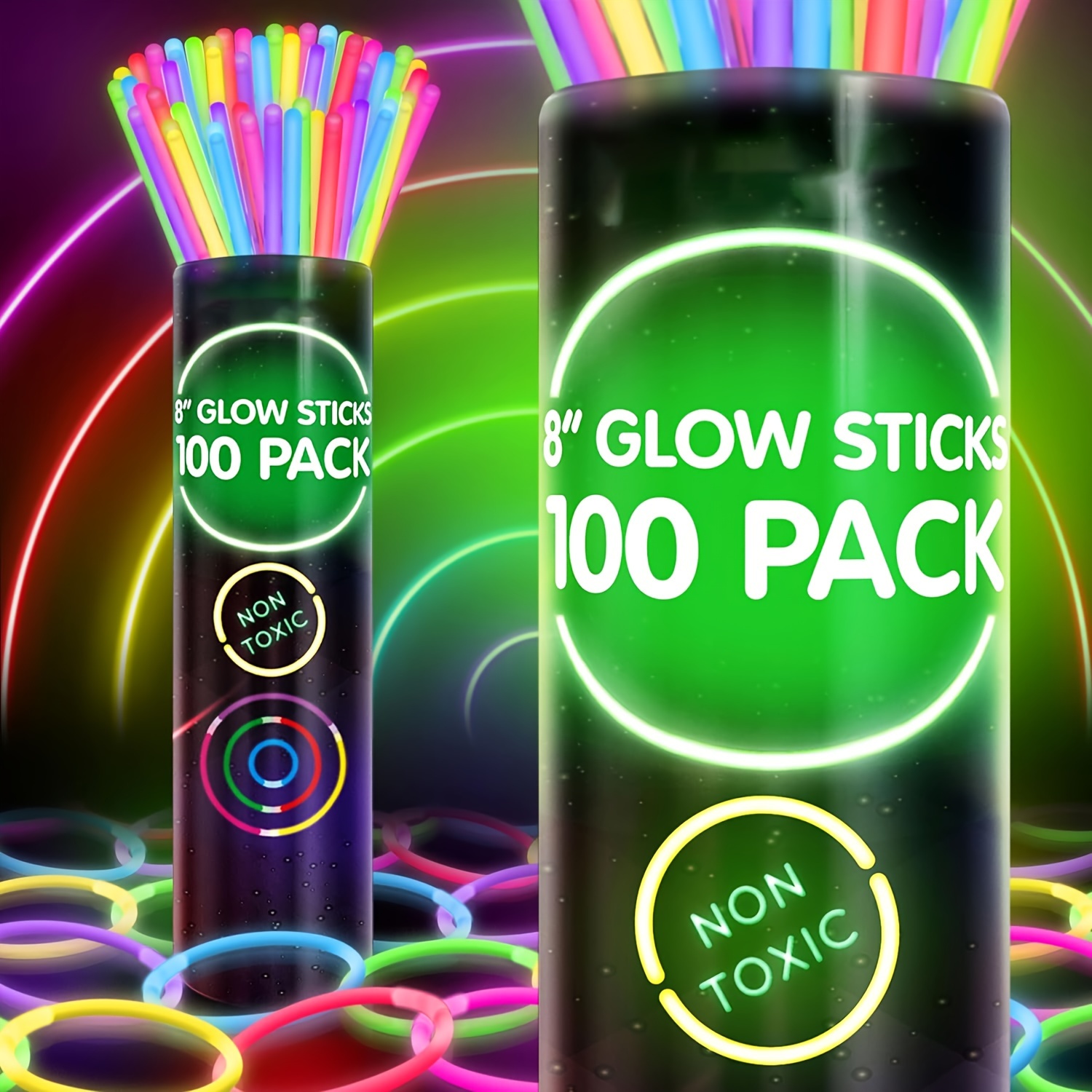 24 Pack Glow Sticks Bracelets,6 Color LED Bracelets,Light Up Bracelets Toys,Glow in The Dark Party Supplies for Kids Adults,Neon Rave Party Favors