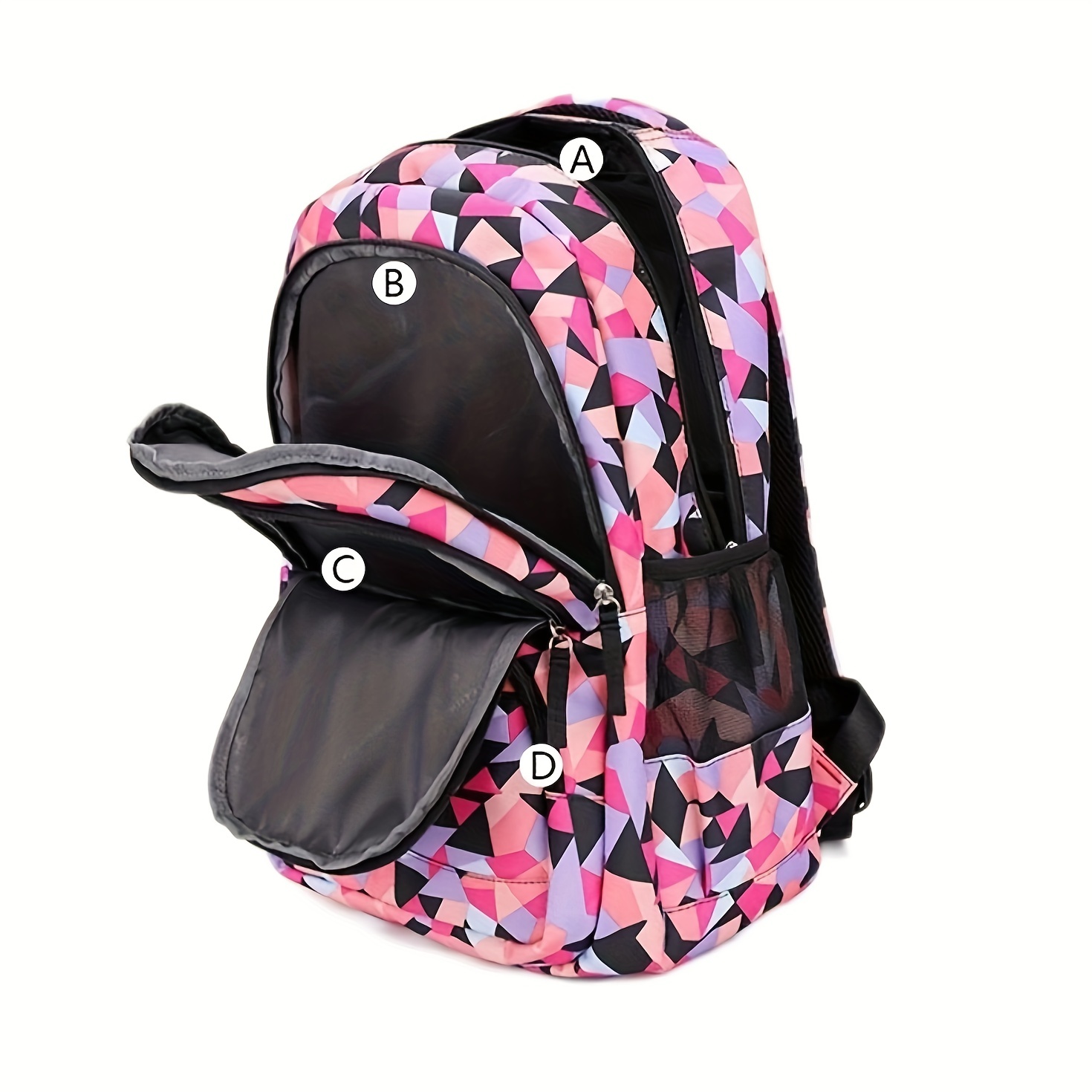 Geometric Pattern Backpack Set with Lunch Bag & Pencil Case