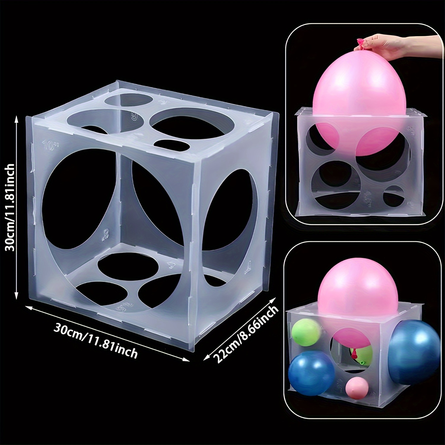 Caja cubo medidor plegable para globos