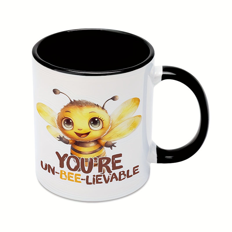 450ML Ceramic Honey Cup With Cover And Spoon Cute Bee Cartoon