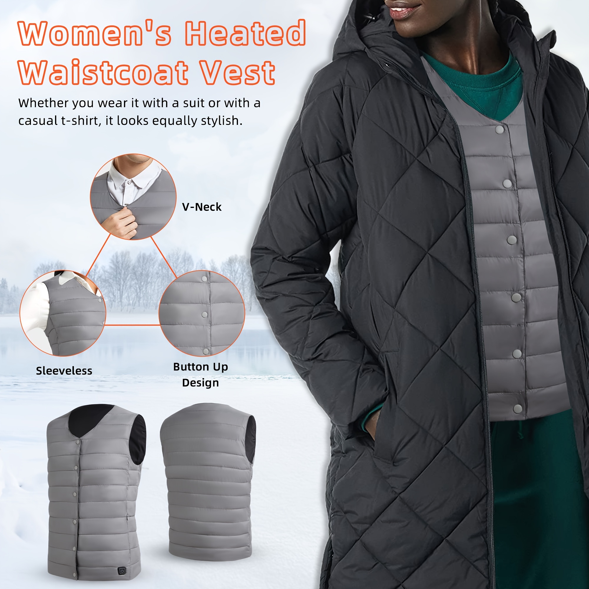 Heated Vest Warm Gilet Winter Electric USB Jacket Men Women Heating Coat  Thermal