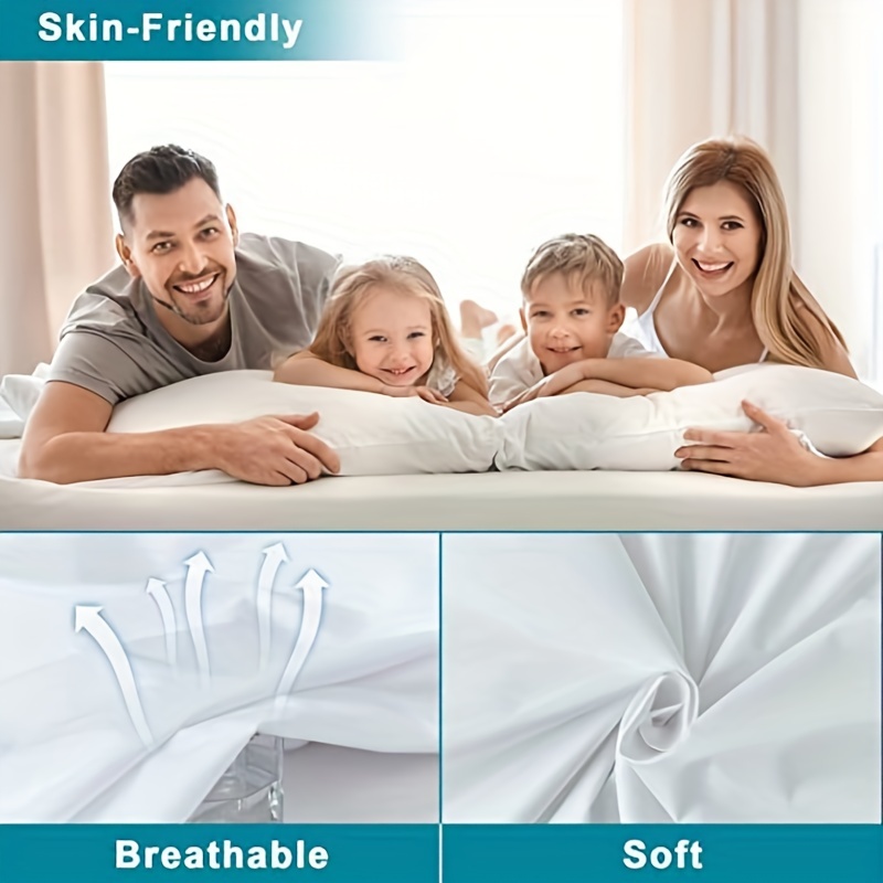 Waterproof Breathable Mattress Protector, Queen Noiseless Premium Smooth  Mattress Cover, Deep Pocket Fit Up to 21 Inches, Soft Washable Bed Cover