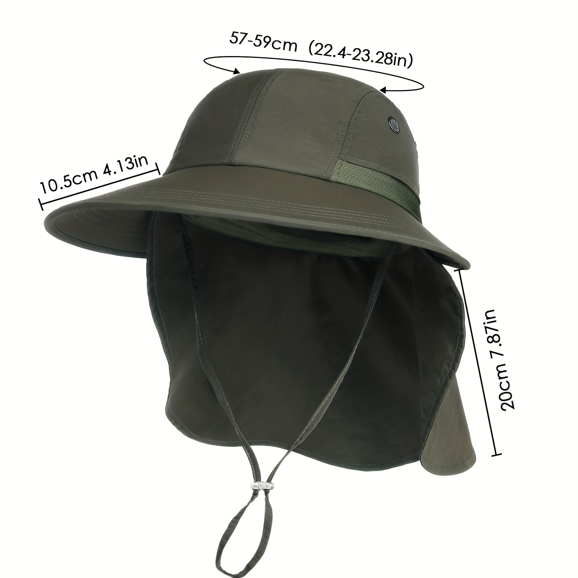 Wide Brim Sun Hat with Neck Flap UPF 50+ Hiking Safari Fishing Cap
