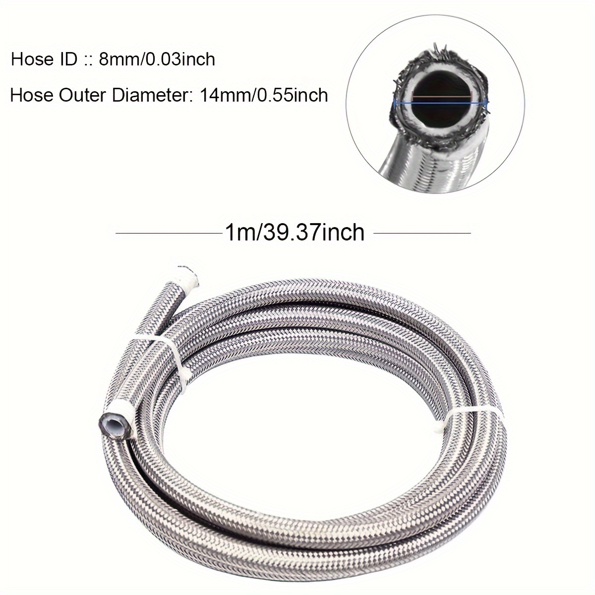AN6 HOSE 5M 6 AN Fuel Line 304 Stainless Steel Double Braided inner CPE  Sythetic Rubber Oil Cooler Hose Silver - AliExpress
