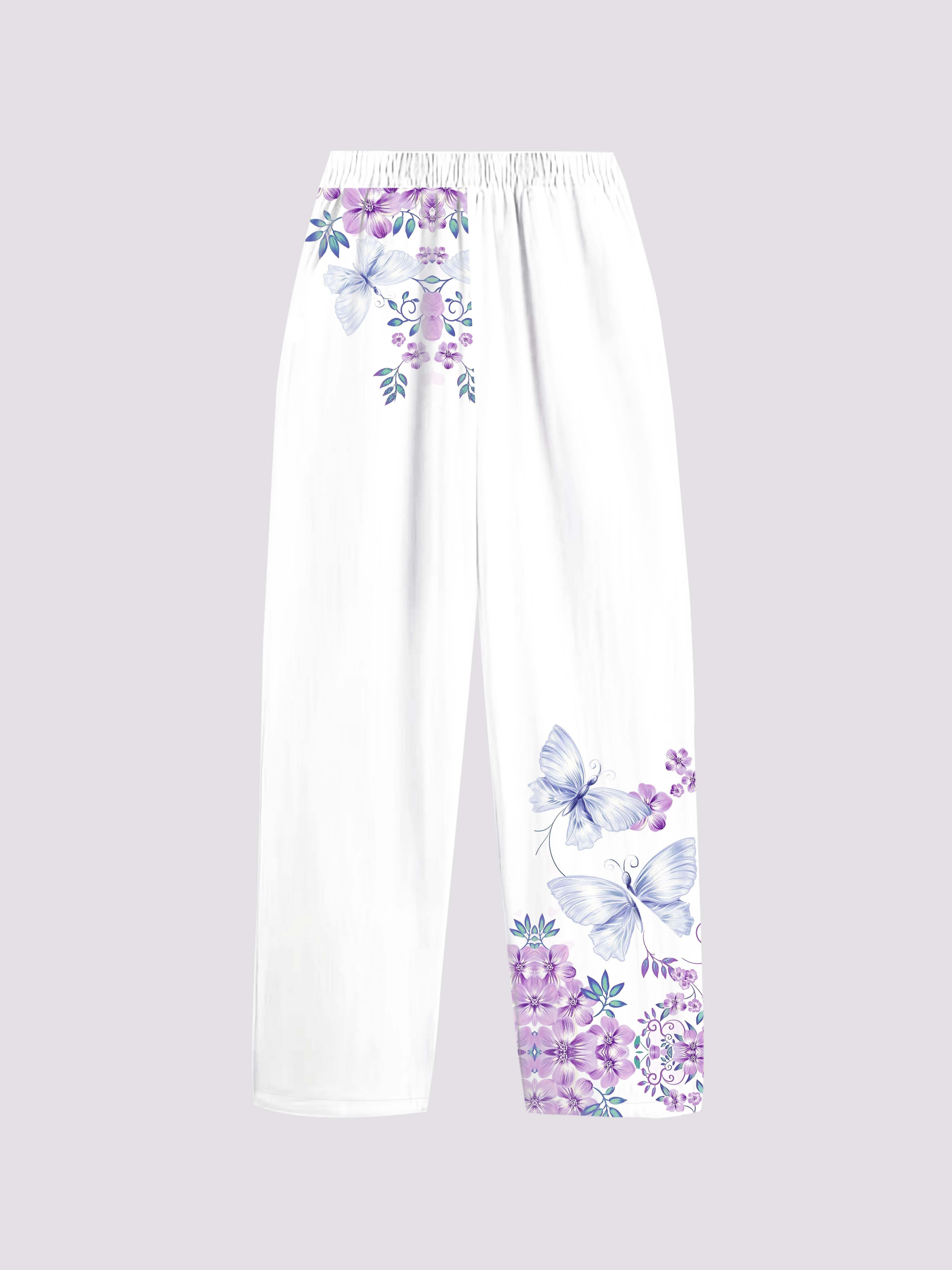 Floral Printed Casual Pants Spring Autumn Streetwear Pants Fashion