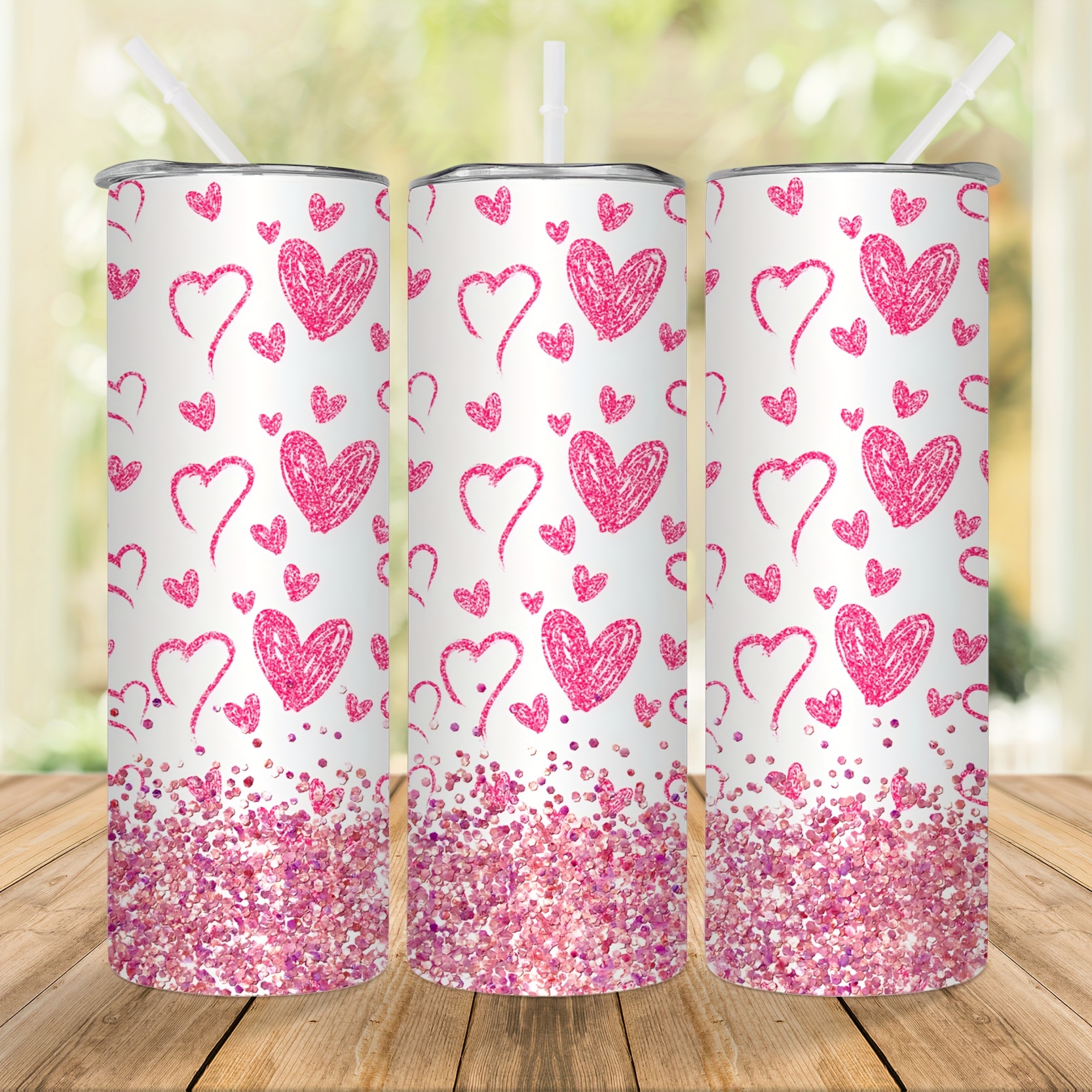 

1pc 20oz Stainless Steel Insulated With Pink & Straw - Rust-proof, Ideal For Valentine's Day Gift, Office, Reading, Camping