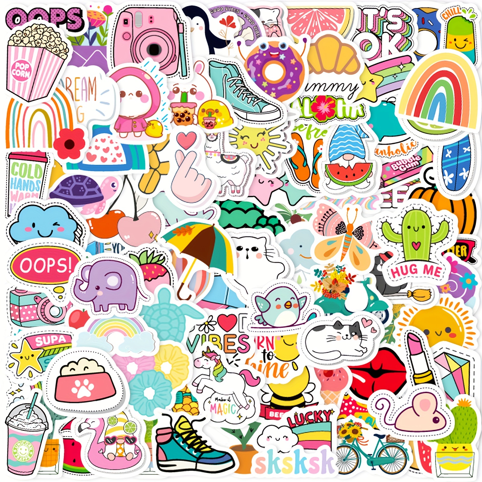 53pcs Cute Stickers For Water Bottles, Waterproof Vinyl Aesthetic Pink  Stickers For Hydroflask Laptop Skateboard, Kawaii Sticker Pack For Kids  Teens G