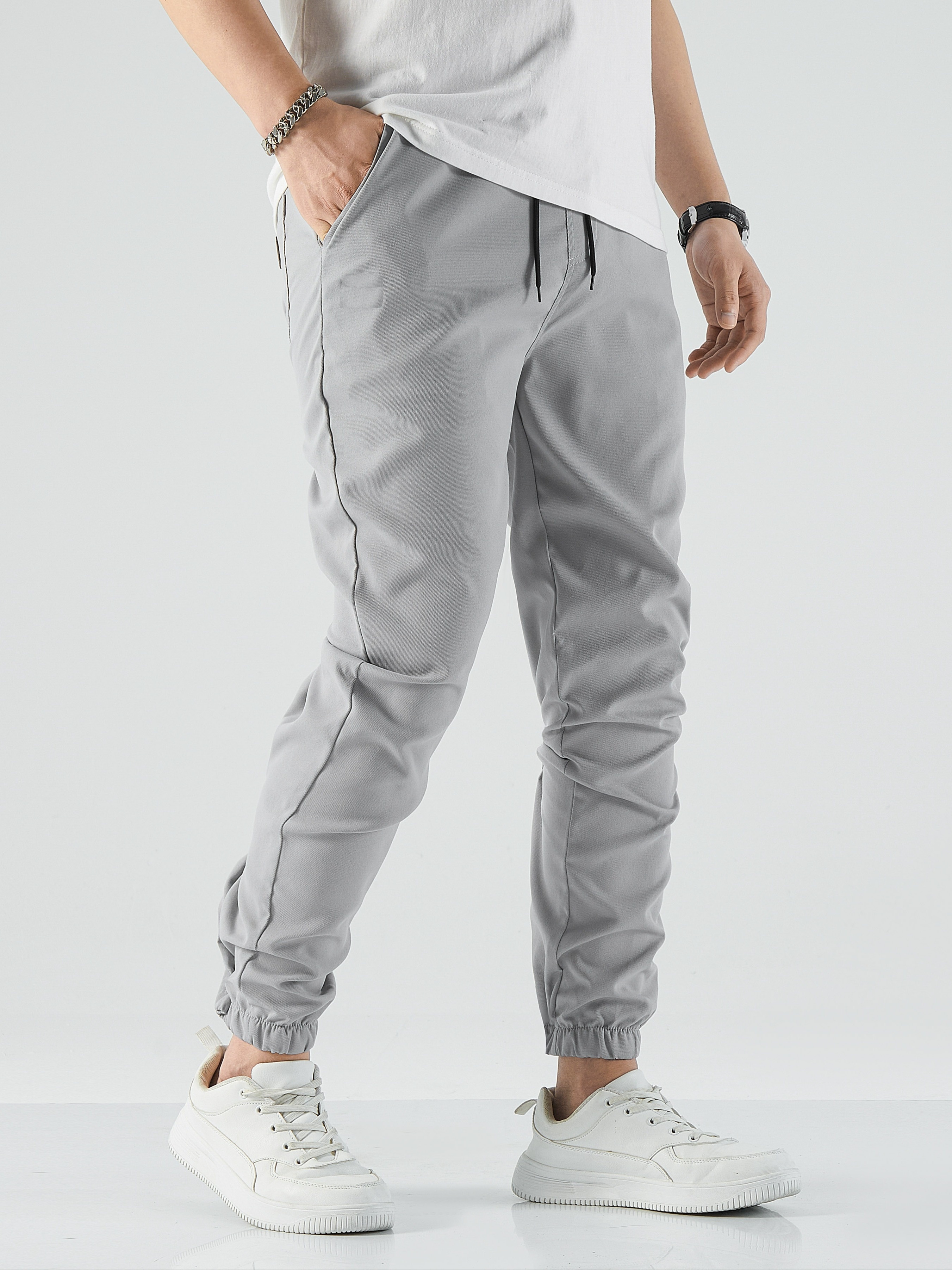 Men's Drawstring Pocket Jogger Pants Slim Fit Casual - Temu