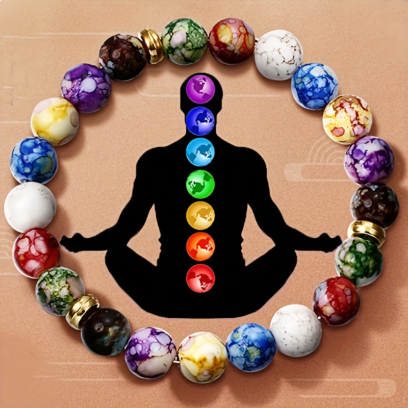 Classic 7 Chakra Beads Bracelet Natural Stone Agates - Temu