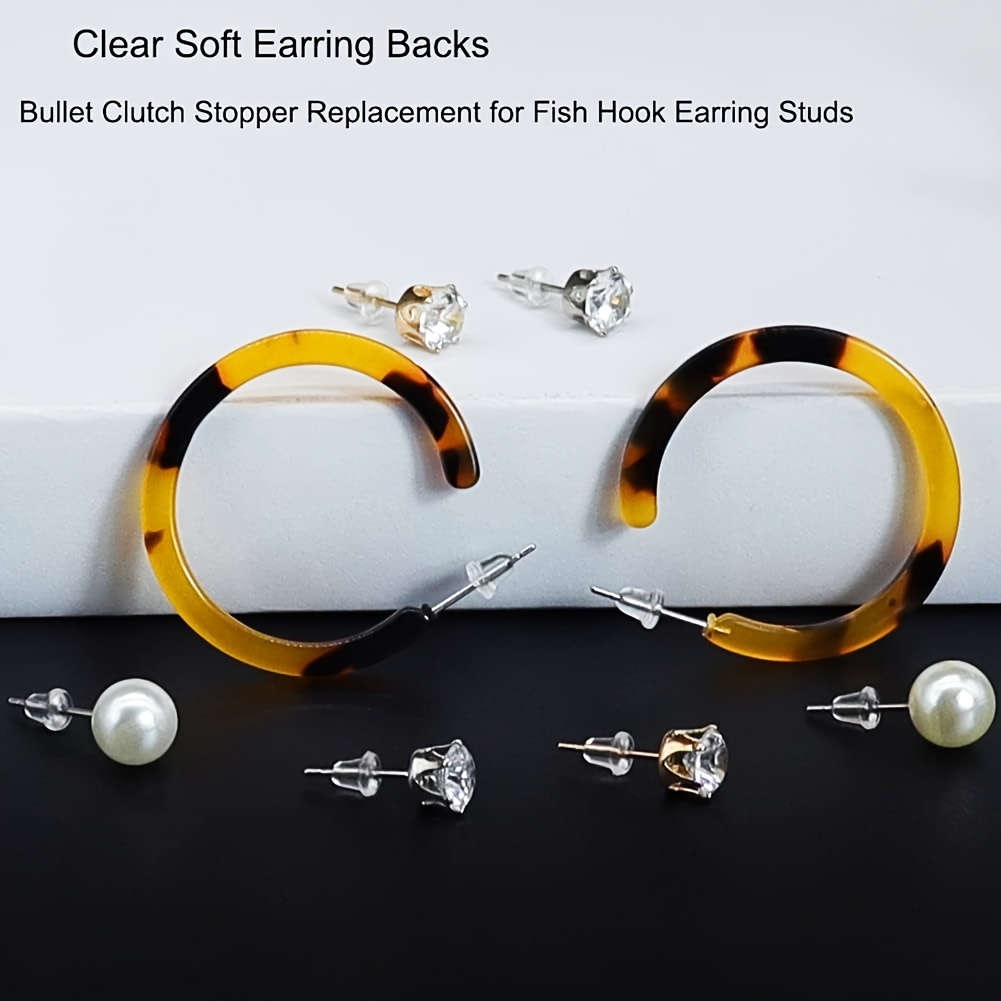 Silicone Transparent Earring Backs Fish Hook Earrings Hoops - Temu