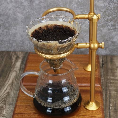 1pc, Vintage Hand Brewing Coffee Holder Outdoor Coffee Filter Holder Solid Wooden Base Coffee Accessories Aluminum Alloy Hand Brewing Holder For RV Outdoor Camping Picnic Office Travel Home Office School Coffee Maker Accessories