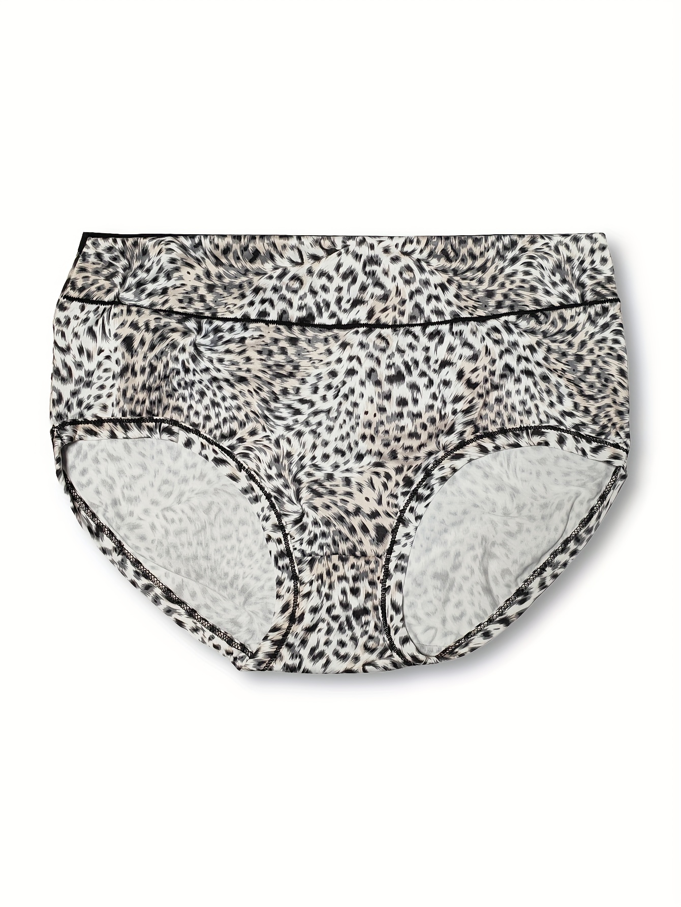 4 Pack Plus Size Leopard Print Soft Briefs Set