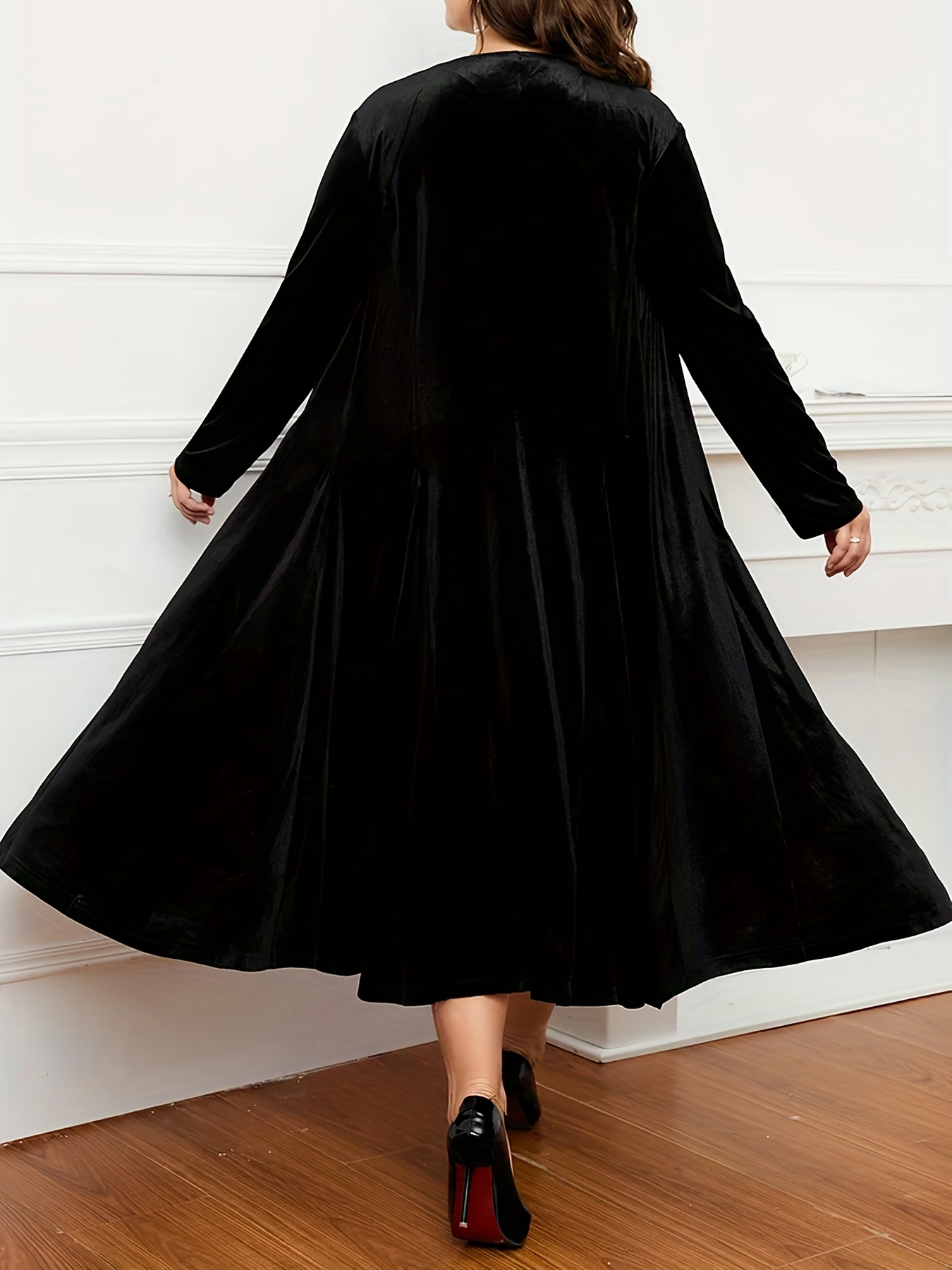 Plus Size Elegant Outfits Set Women's Plus Rhinestone Velvet - Temu Finland