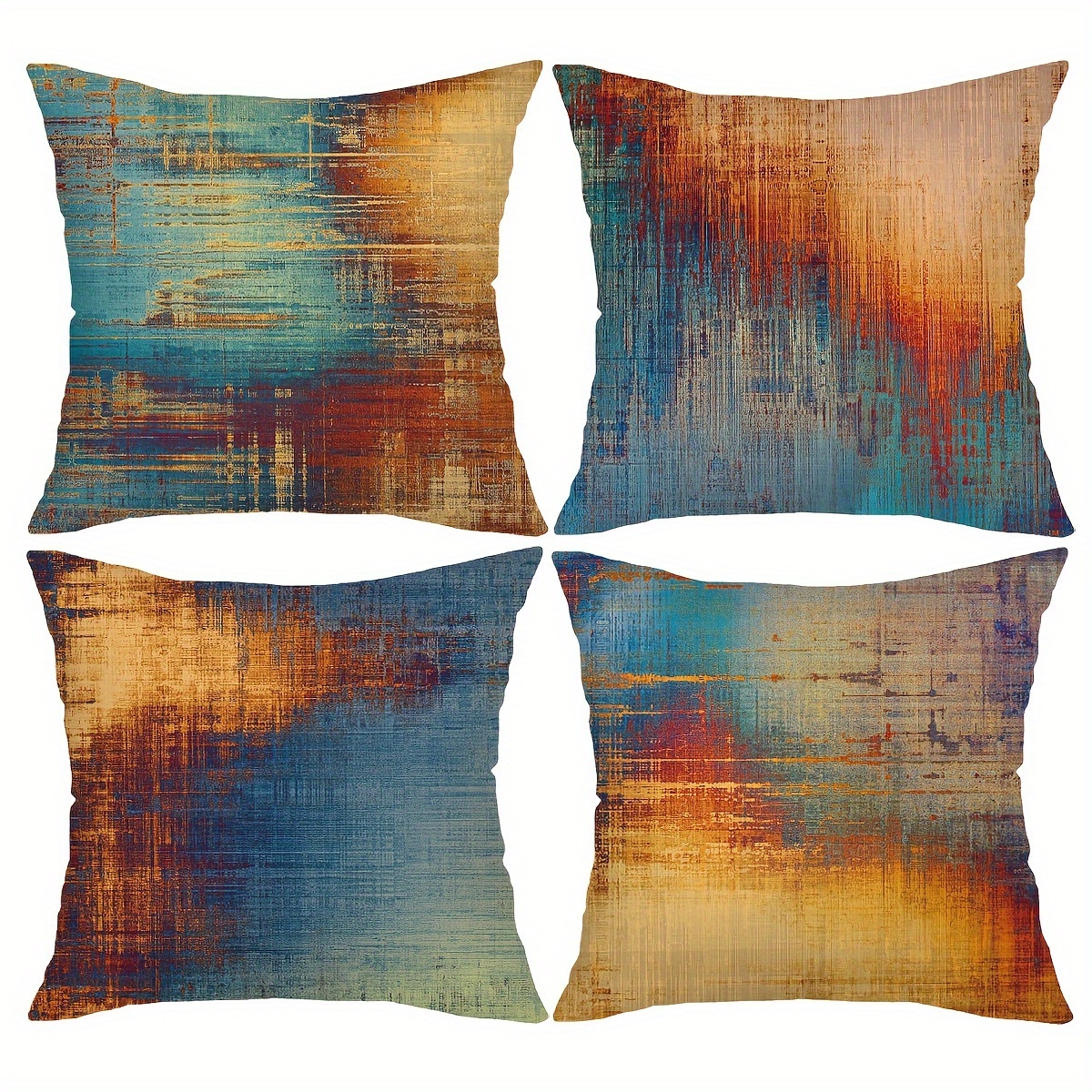 

4pcs Double-sided Print Vintage Abstract Throw Pillow Covers, Messy Rust Painting Decorative Pillow Cases Home Decor For Couch Sofa Living Room Bedroom, Set Of 4, Without Pillow Inserts