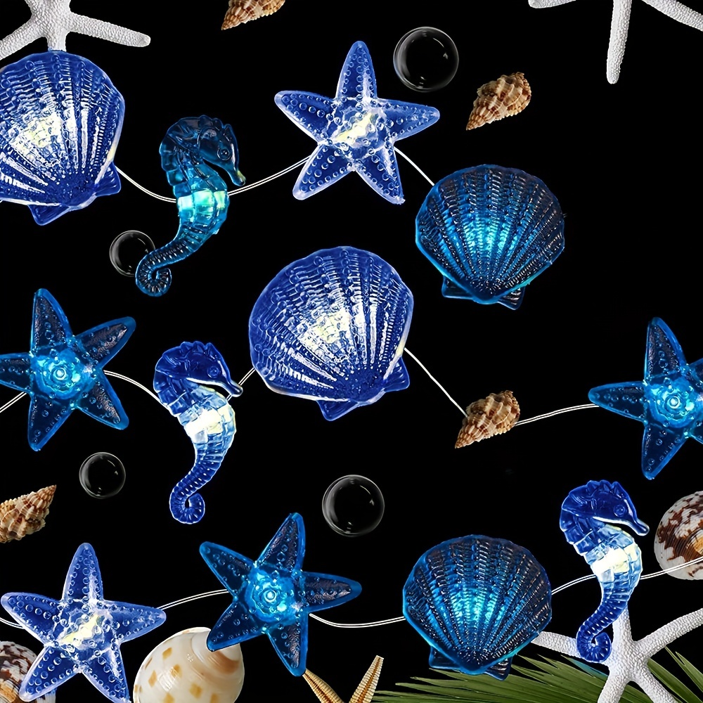 1pc Ocean Themed Decorative Lights String 7 8ft Marine Life Fairy String  Lights Coastal Decor 20 Leds Battery Operated For Beach Bedroom Decoration  Summer Themed String Lights