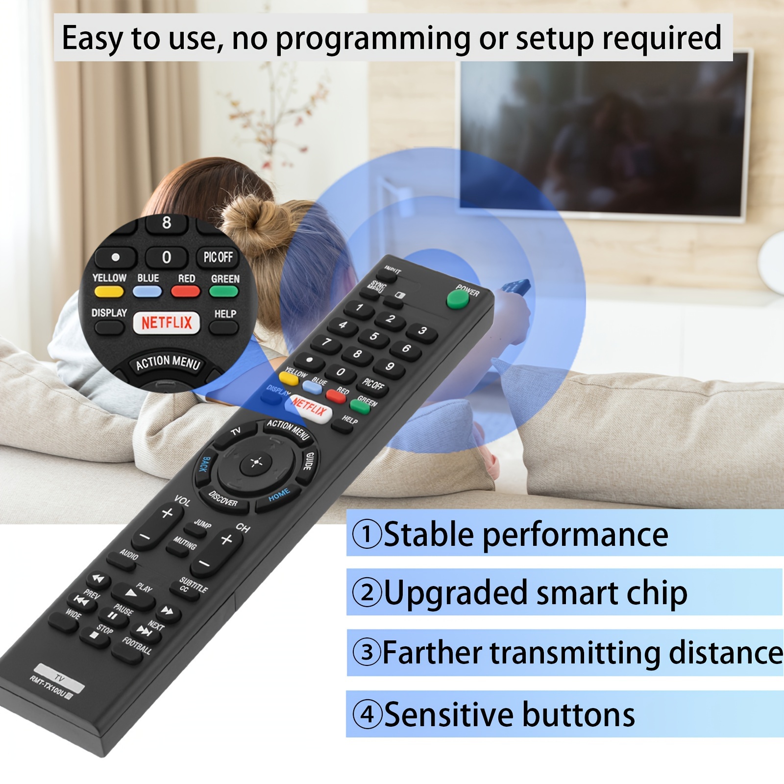 Télécommande universelle de rechange pour TV Sony avec bouton