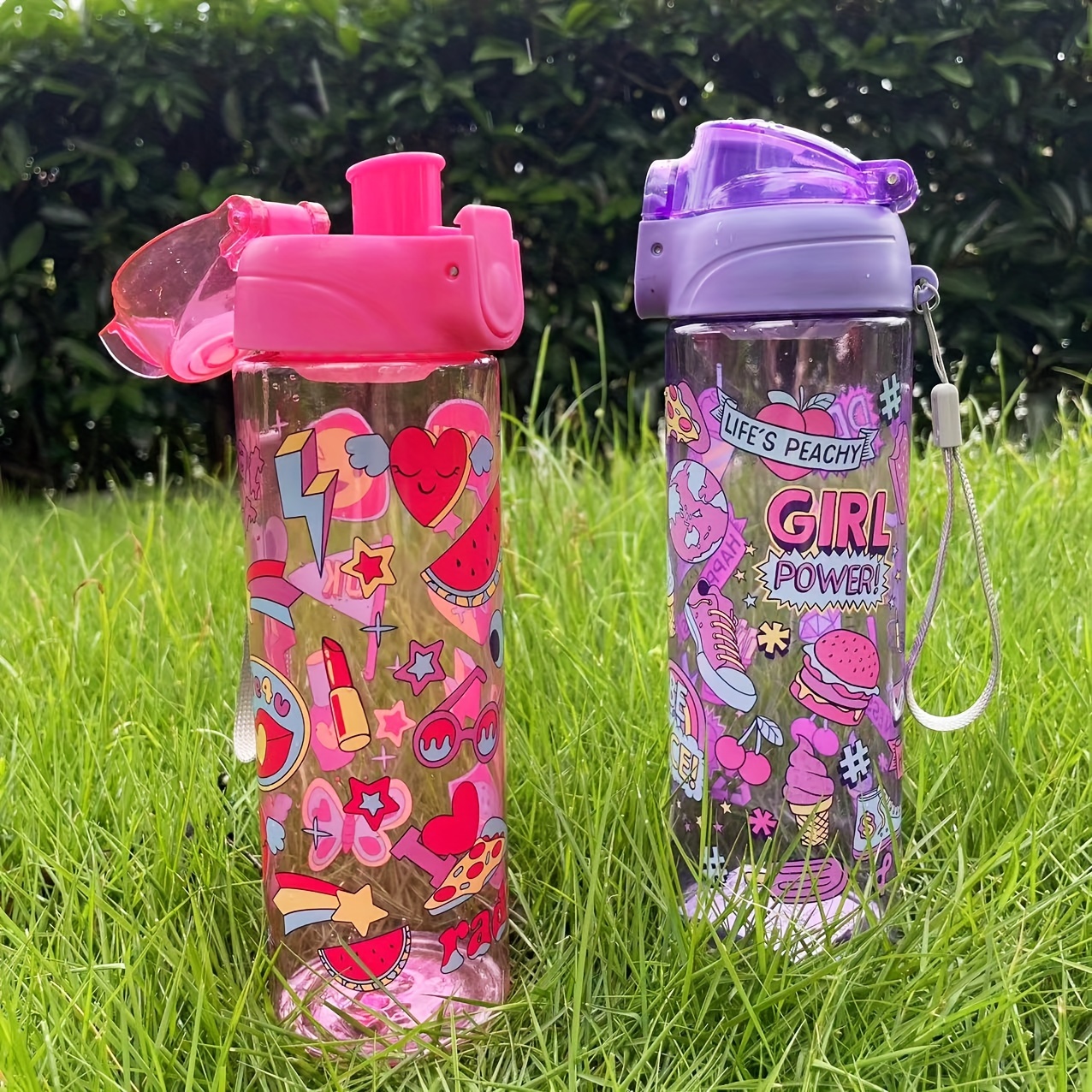 Cartoon Sports Water Bottle Food Grade Plastic Water Cups - Temu