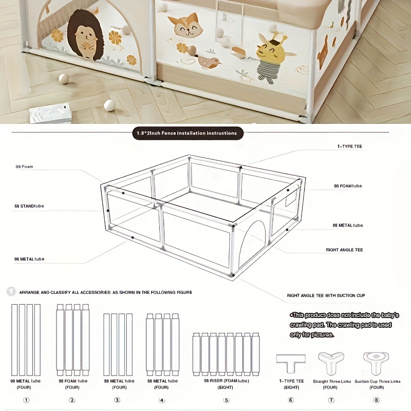 Playpen, Little Hedgehog Baby Playpen, Baby Playpen With Gate Indoor And  Outdoor Children's Activity Center With Non-Slip Base