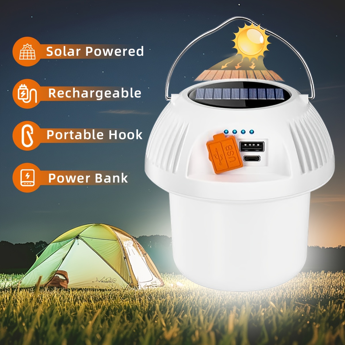 Lighting Modes Camping Light Waterproof Portable Battery - Temu