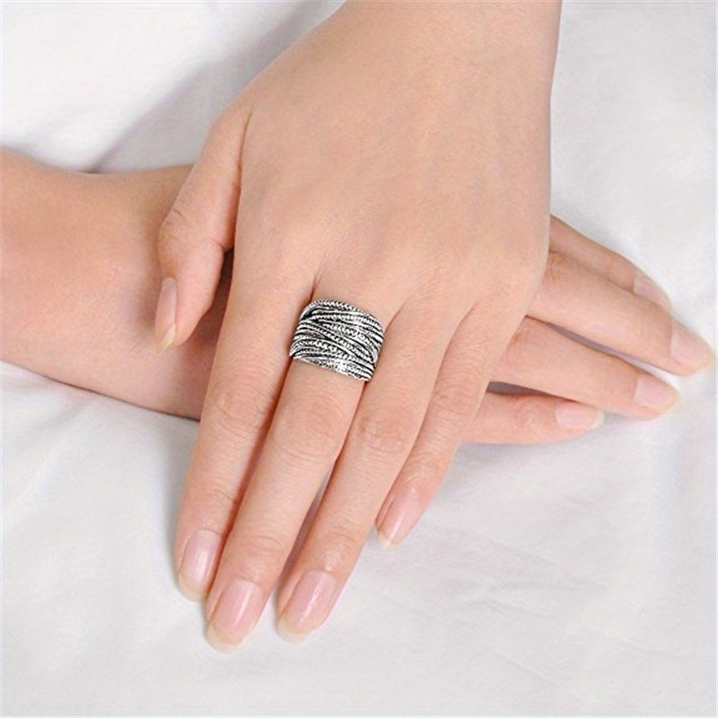 Vintage Silver Plated Statement Ring Women Daily Wear Inlaid - Temu