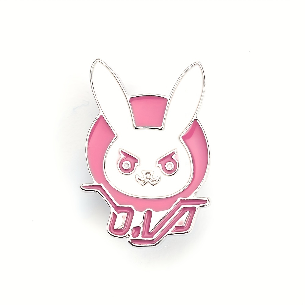 Men's Pink Bunny Brooch, Cartoon Character Backpack Accessory