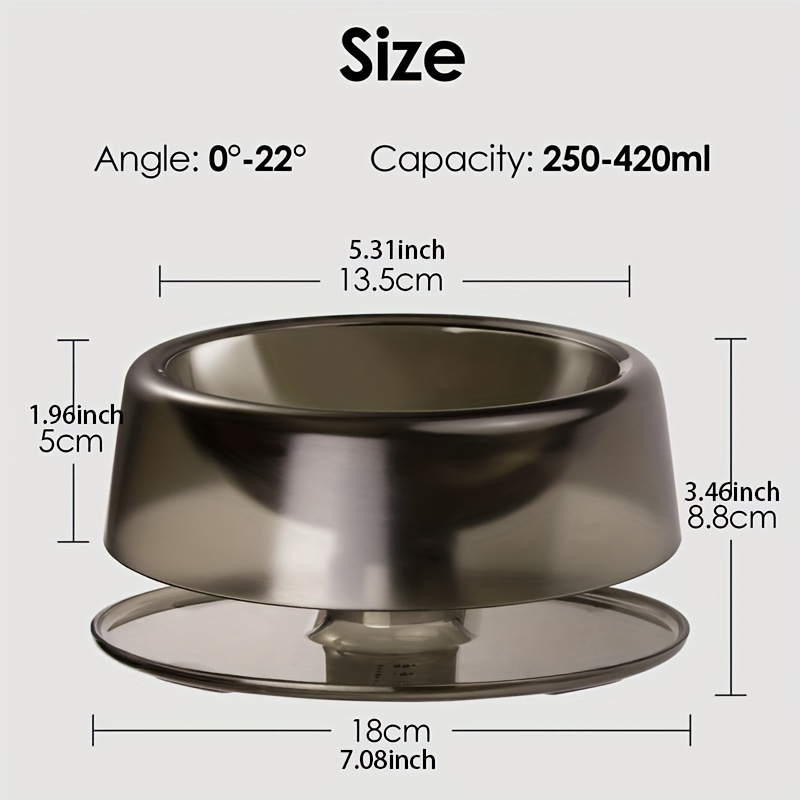 Elevated Cat Bowl, Angle Adjustable Cat Feeder Bowl For Spine Protection,  Non-slip Plastic Cat Food And Water Bowl - Temu