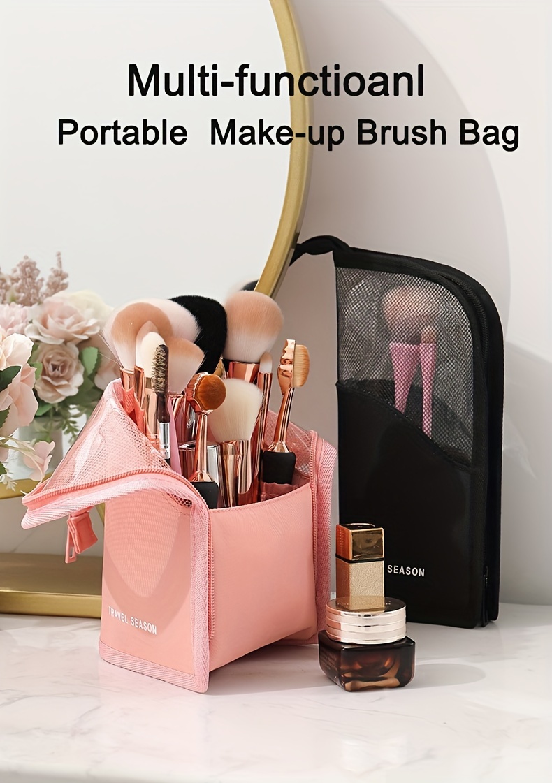 waterproof wash bag travel portable makeup brush storage bag compartment storage cosmetic bag visual transparent storage bag details 0