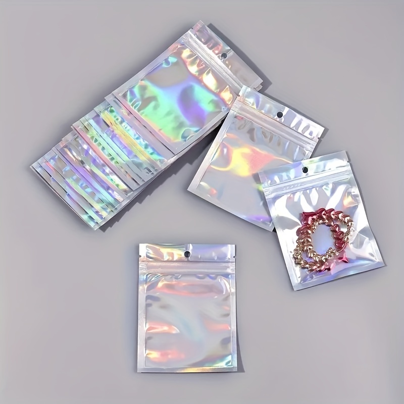 Colorful Laser U Plate Ziplock Bags Glitter Foil Bags - Temu