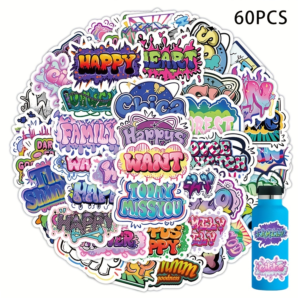 50pcs Letter Holographic Stickers For Water Bottles, Waterproof Resin Letter  Stickers For DIY Laptops Phones Luggage, Transparent Decoration Stickers  For Girls Students Teens Adults