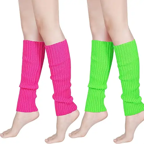 Leg Warmers For Women 80s Party Accessories 80s Neon Knit Ribbed