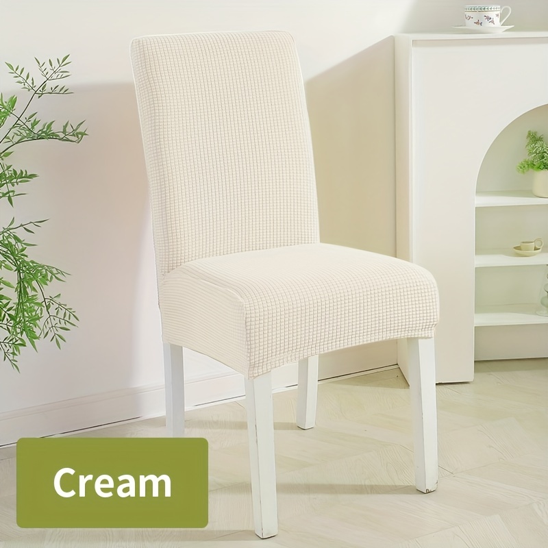 Stretch Chair Cover with Elastic Band Solid Jacquard Grid Pattern