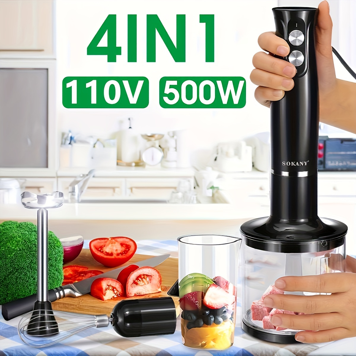 Upgrade Your Kitchen With This Powerful Electric Handheld Blender - Usb  Charging, Stainless Steel Stick, Variable Speeds & Egg Whisk For Smoothies,  Sauces & Puree - Temu