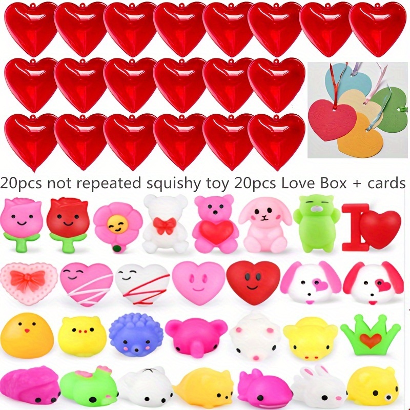 28 Pack Valentines Day Gifts for Kids, Valentine Mochi Squishy Toys Filled  Hearts with Valentine Cards for Kids School Classroom Exchange Prizes