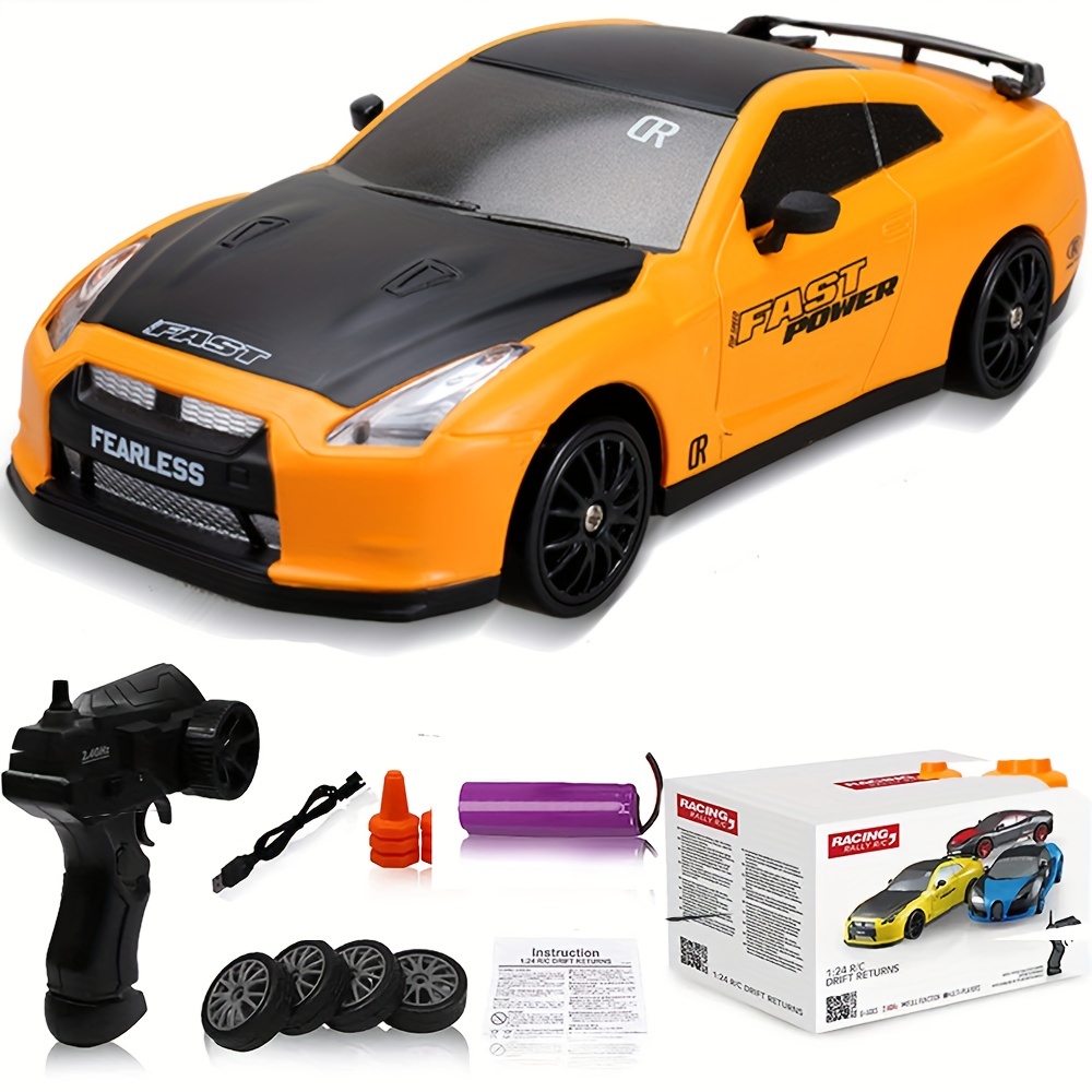 Carro de controle remoto para crianças, 4WD RC Drift Toy, Modelo GTR,  Tração nas quatro rodas, Corrida, Meninos, Presente Kids, 2.4G