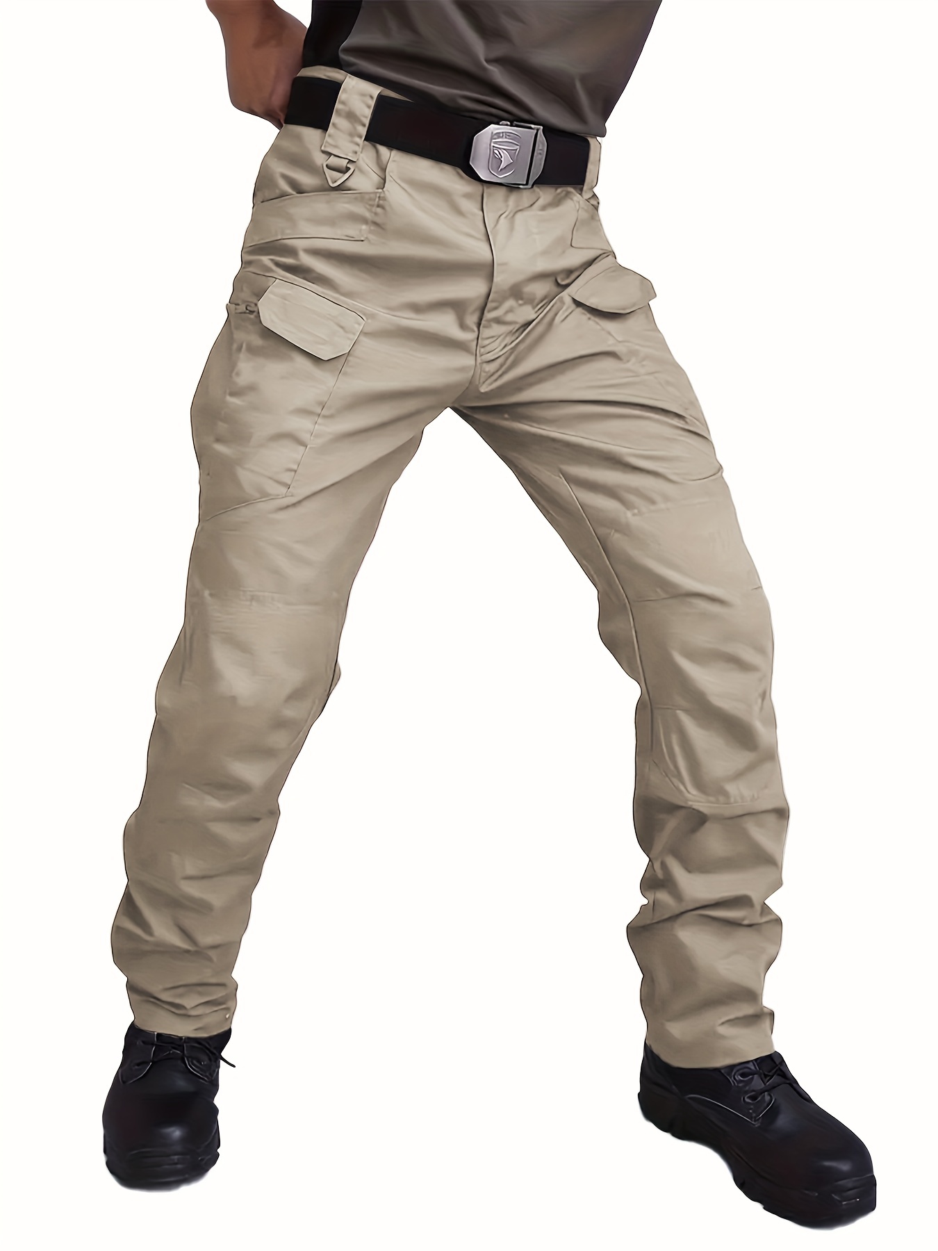 Pantalones Tácticos Sólidos Hombre Múltiples Bolsillos - Temu
