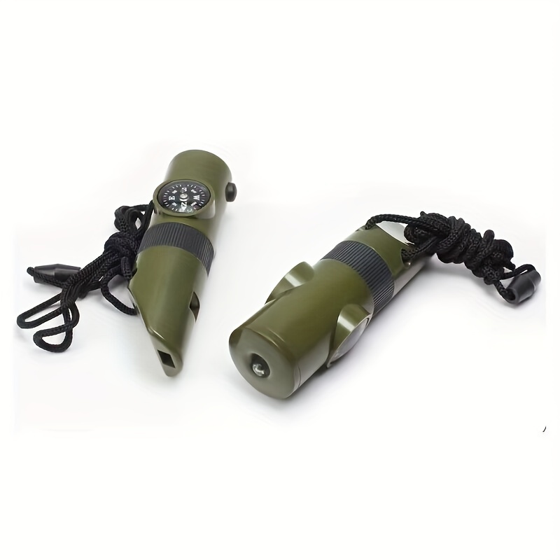 7-in-1 Survival Whistle with Compass, Flashlight & Thermometer