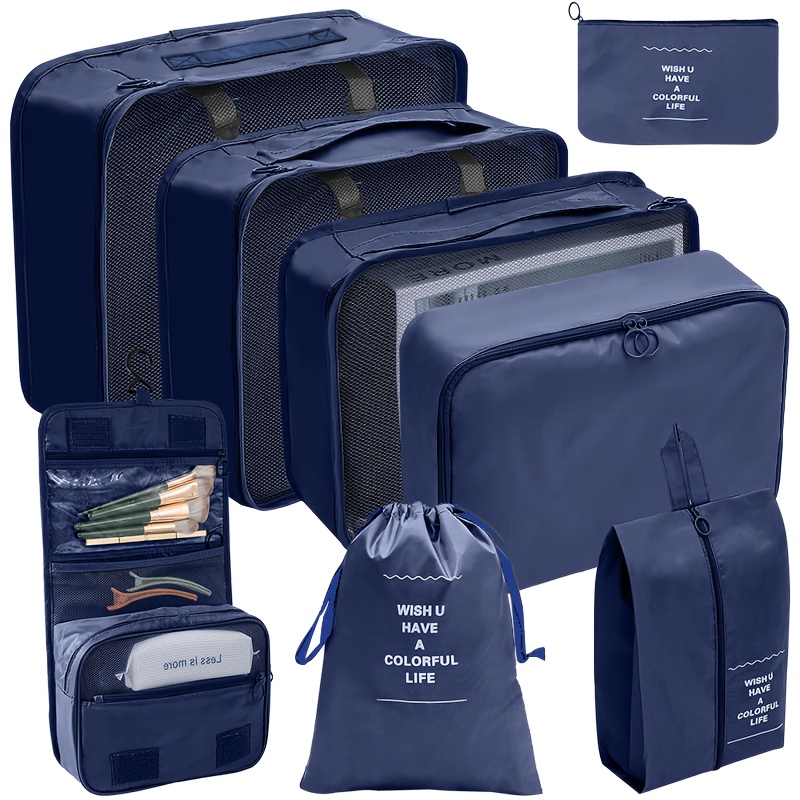 8 Pcs Luggage Organizer Set Travel Cube Bags Storage Clothes