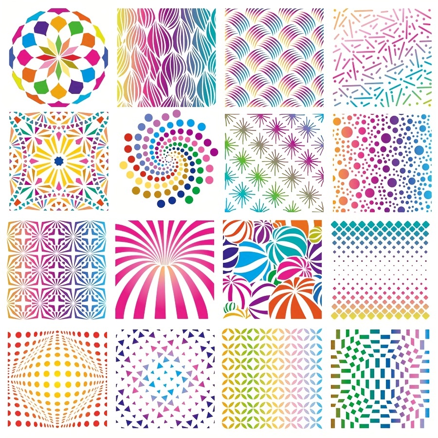 Tinlade 36 Pieces Geometric Stencils Painting Templates Mandala Art Drawing Stencil Templates for Scrapbooking Cookie Tile Furniture Wal