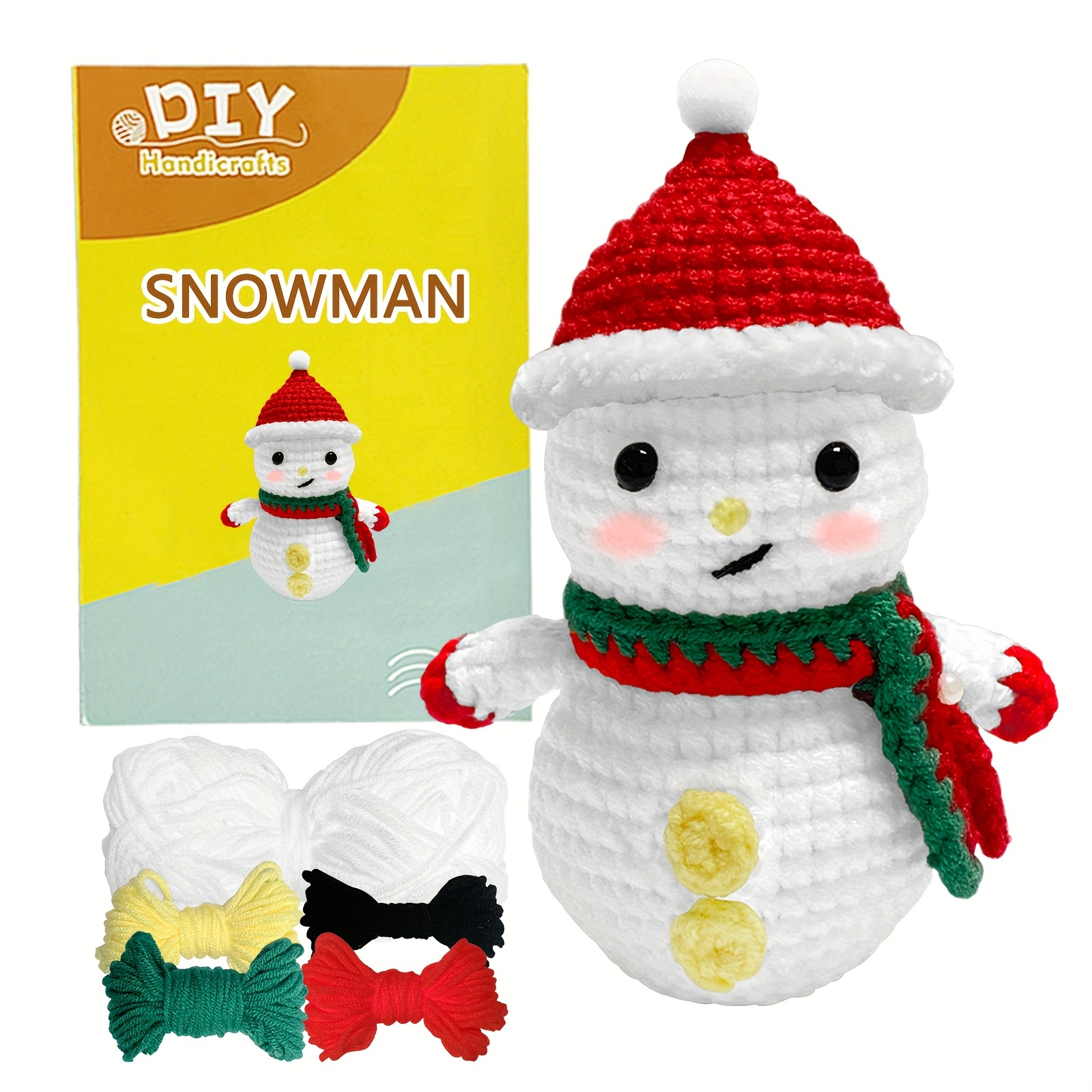 Darn Good Yarn - Kit de ganchillo para principiantes a intermedios | Muñeco  de nieve DIY Crochet Amigurumi - Kit de ganchillo incluye patrón, hilo
