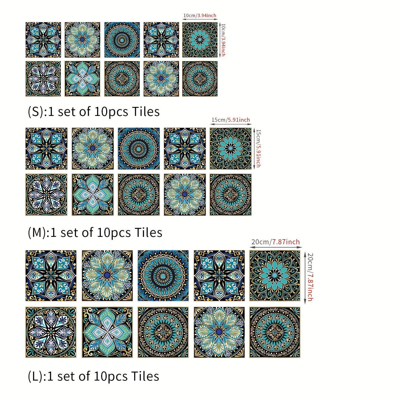 10 Pegatinas Azulejos Estilo Mandala Autoadhesivas - Temu Mexico