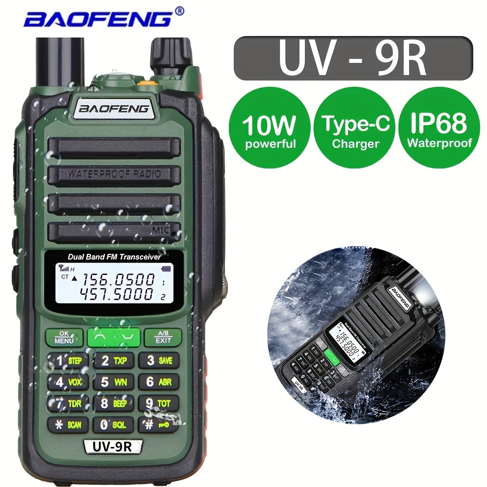 2PCS Walkie Talkies Waterproof Baofeng UV-9R PLUS 10W Portable CB Ham Radio  Transceiver VHF UHF 2 Way Radio uv9r plus Hunt 10KM